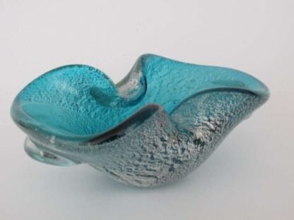 Murano sommerso bowtie bowl clear blue and silver mid-century italian design - Image 6