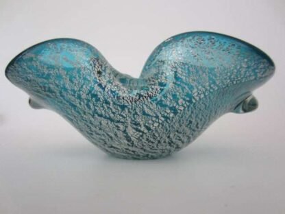 Murano sommerso bowtie bowl clear blue and silver mid-century italian design - Image 9