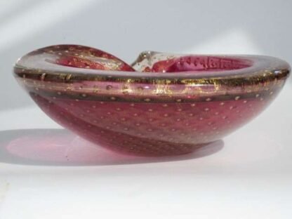 Archimede seguso murano art glass pink and gold bullicante bubble bowl 1960s - Image 2