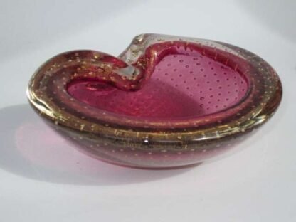 Archimede seguso murano art glass pink and gold bullicante bubble bowl 1960s - Image 3