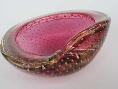 Archimede seguso murano art glass pink and gold bullicante bubble bowl 1960s - Image 5