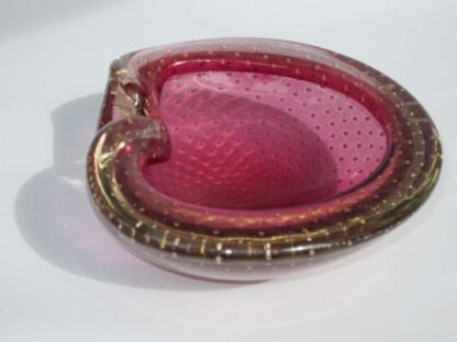 Archimede seguso murano art glass pink and gold bullicante bubble bowl 1960s - Image 7