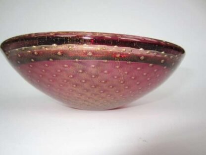 Archimede seguso murano art glass pink and gold bullicante bubble bowl 1960s - Image 9