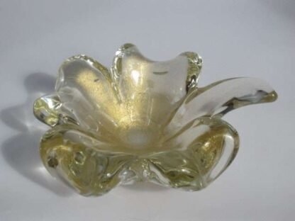 Archimede seguso lucky four leaf clover bowl 24k gold flecks polvere d'oro  60s