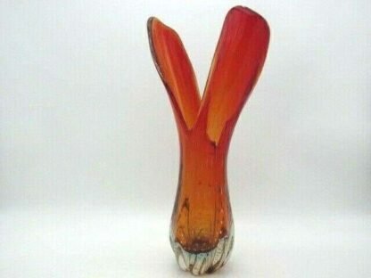 Murano 41cm tall red amberina venus fly trap sommerso art glass vase c1950s - Image 2