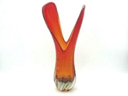 Murano 41cm tall red amberina venus fly trap sommerso art glass vase c1950s - Image 3