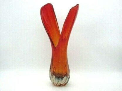 Murano 41cm tall red amberina venus fly trap sommerso art glass vase c1950s - Image 4