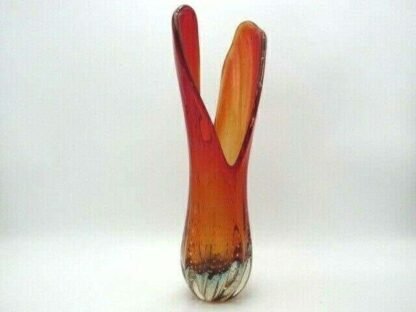 Murano 41cm tall red amberina venus fly trap sommerso art glass vase c1950s - Image 5