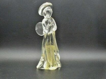 Crystal praying winged angel with halo art glass statue figurine gold flakes