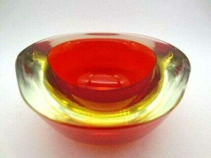 Mid century Murano geode bowl Poli Seguso era XL red / amber art glass - Image 3