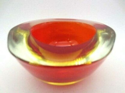 Mid century Murano geode bowl Poli Seguso era XL red / amber art glass - Image 6