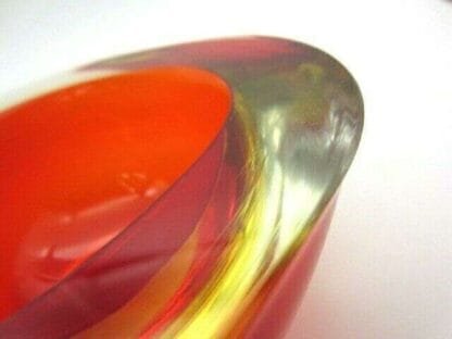 Mid century Murano geode bowl Poli Seguso era XL red / amber art glass - Image 8