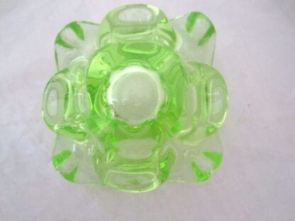 Murano art glass fluorescent freeform lobed bowl lime the shines under UV - Image 11