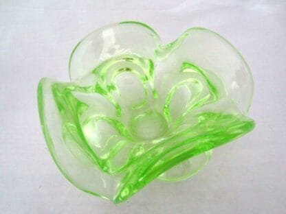 Murano art glass fluorescent freeform lobed bowl lime the shines under UV - Image 12