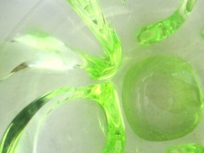 Murano art glass fluorescent freeform lobed bowl lime the shines under UV - Image 9