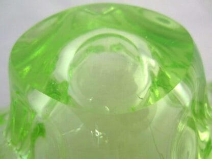 Murano art glass fluorescent freeform lobed bowl lime the shines under UV - Image 10