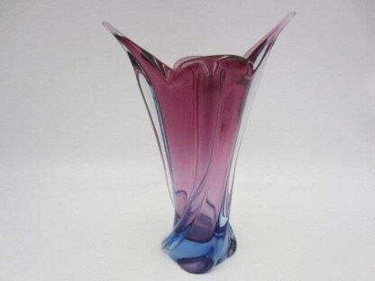 Murano purple and blue sommerso art glass vase poli seguso era twisted body