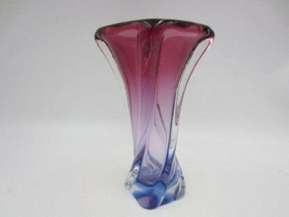 Murano purple / blue sommerso art glass vase Poli Seguso era square twisted body - Image 3