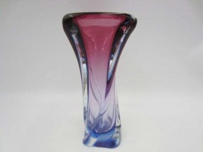 Murano purple / blue sommerso art glass vase Poli Seguso era square twisted body - Image 4