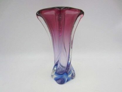 Murano purple / blue sommerso art glass vase Poli Seguso era square twisted body - Image 5