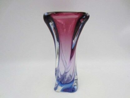 Murano purple / blue sommerso art glass vase Poli Seguso era square twisted body - Image 6