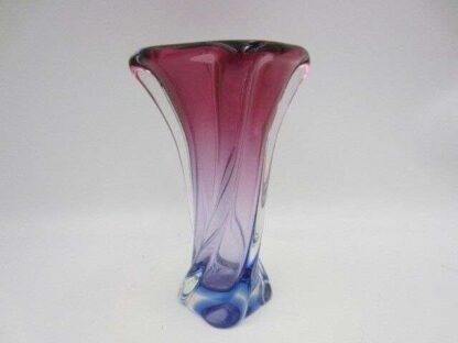 Murano purple / blue sommerso art glass vase Poli Seguso era square twisted body - Image 7