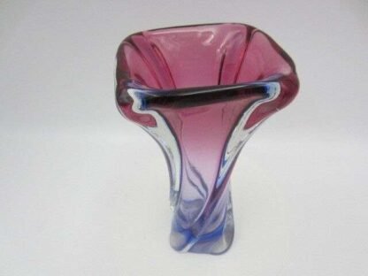 Murano purple / blue sommerso art glass vase Poli Seguso era square twisted body - Image 8