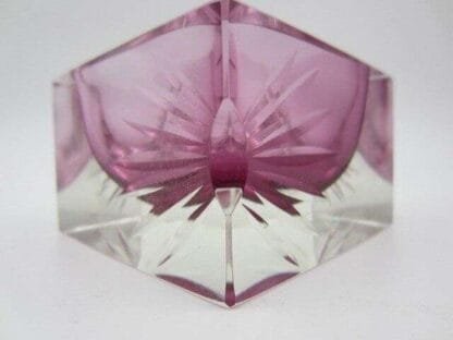 Pink Alessandro Mandruzzato Sommerso Starburst Etched square Murano Bowl - Image 5