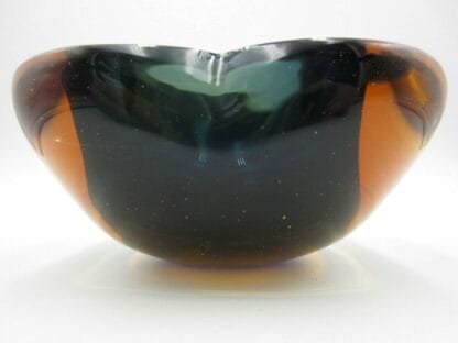 Poli Seguso large geode Murano blue in amber sommerso art glass designer bowl - Image 5