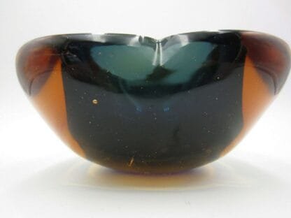 Poli Seguso large geode Murano blue in amber sommerso art glass designer bowl - Image 7