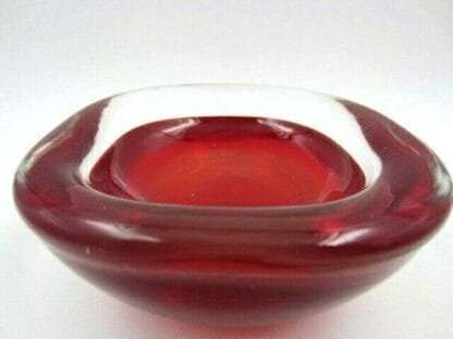 Poli seguso era 60’s Mid Century Murano art glass sommerso cherry red bowl