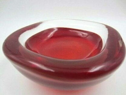 Poli seguso era 60’s Mid Century Murano art glass sommerso cherry red bowl - Image 8