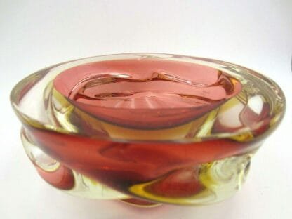 Seguso Vetri dArte Murano sommerso art glass geode oval bowl swirl body flat top - Image 3