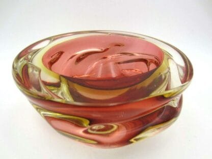 Seguso Vetri dArte Murano sommerso art glass geode oval bowl swirl body flat top - Image 5