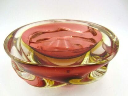 Seguso Vetri dArte Murano sommerso art glass geode oval bowl swirl body flat top