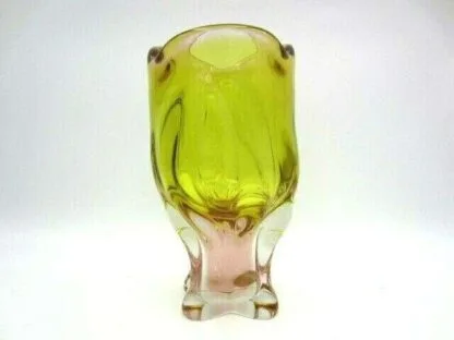 Sommerso Chribska XL organic footed round green and pink art glass vase - Image 4