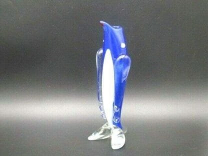 Vintage 1960s blue figurine / bud vase of a penguin bird