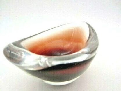 Vintage Whitefriars aubergine sommerso art glass oval bowl Baxter 1960's