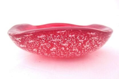 Bright Red & silver aventurine Murano bullicante sommerso glass bowl - Image 4