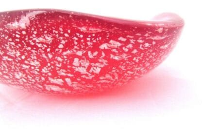 Bright Red & silver aventurine Murano bullicante sommerso glass bowl - Image 6