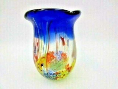 Fish tank Aquarium Barbini glass vase, Cobalt Blue, fish, bubbles reeds c1960s