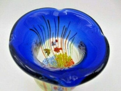 Fish tank Aquarium Barbini glass vase, Cobalt Blue, fish, bubbles reeds c1960s - Image 8