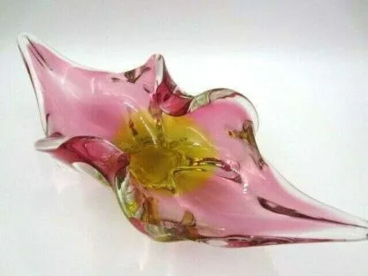 Funky pink sommerso Pop Art 1960's Art Glass LIPS BOWL - Image 8