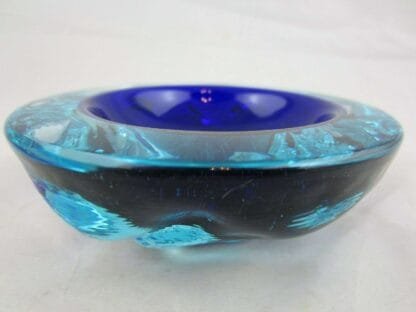 Galliano Ferro Murano dimpled geode bowl sommerso ice blue & turquoise 70's - Image 3