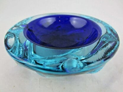 Galliano Ferro Murano dimpled geode bowl sommerso ice blue & turquoise 70's - Image 4