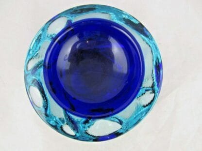 Galliano Ferro Murano dimpled geode bowl sommerso ice blue & turquoise 70's - Image 5