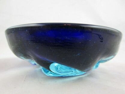 Galliano Ferro Murano dimpled geode bowl sommerso ice blue & turquoise 70's - Image 7