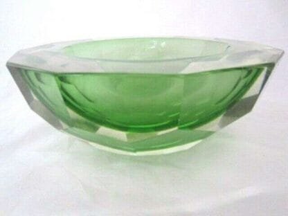 Murano Mandruzzato 25cm 6KG green sommerso diamond cut art glass caviar bowl XXL - Image 4