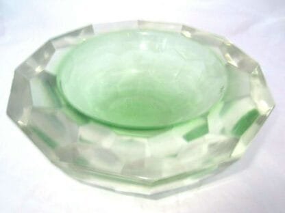 Murano Mandruzzato 25cm 6KG green sommerso diamond cut art glass caviar bowl XXL - Image 6