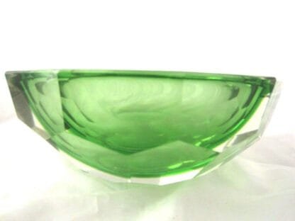 Murano Mandruzzato 25cm 6KG green sommerso diamond cut art glass caviar bowl XXL - Image 7